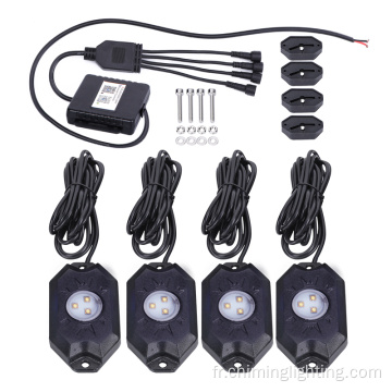 Contrôleur d&#39;applications de haute qualité 4PCS Rock Lights RGB avec télécommande LED RVW RV Rock Lights Kits Light Light